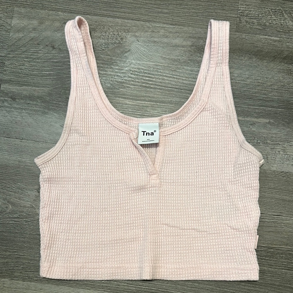 TNA Light Pink Textured Crop Top